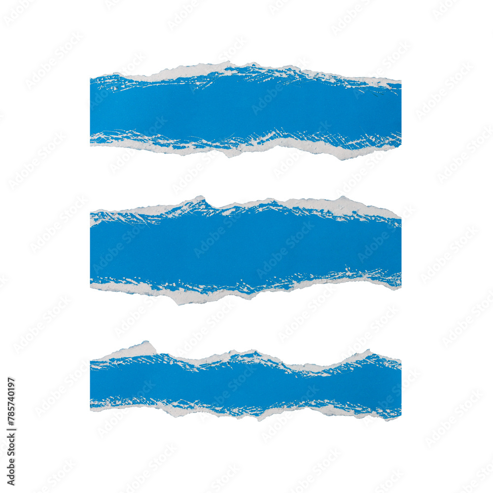 Blue torn paper edge sheets isolated on transparent background Blue torn paper edge sheets isolated on transparent background
