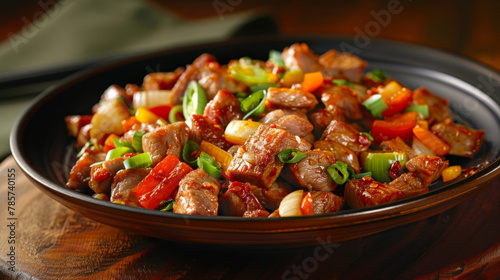 Savory chinese pork stir fry dish