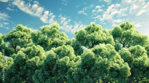 Majestic Green Trees Under a Clear Blue Sky  Embodying the Serenity and Grandeur of Nature