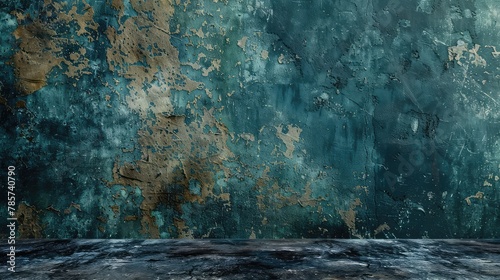 Aged Grunge Wall Texture and Weathered Floor, Abstract Background with Peeling Paint and Rustic Surface