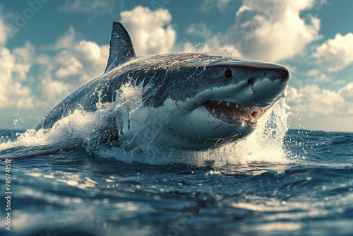 A shark is swimming in the ocean with its mouth open © top images