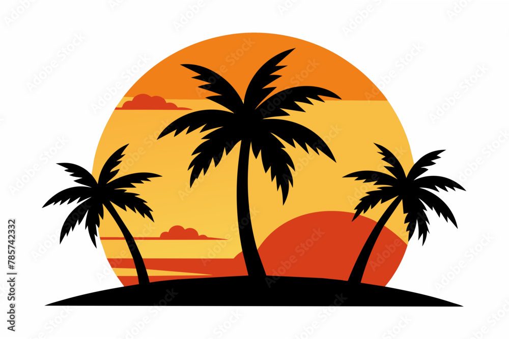 summer vibes with palm tree vector illustration