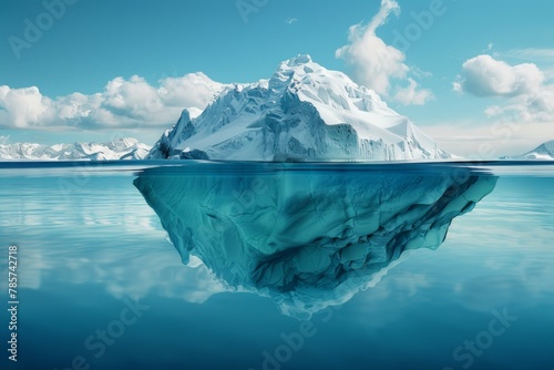 A large iceberg is floating in the ocean. Business concept