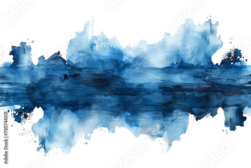 Abstract Blue Watercolor Landscape, isolated