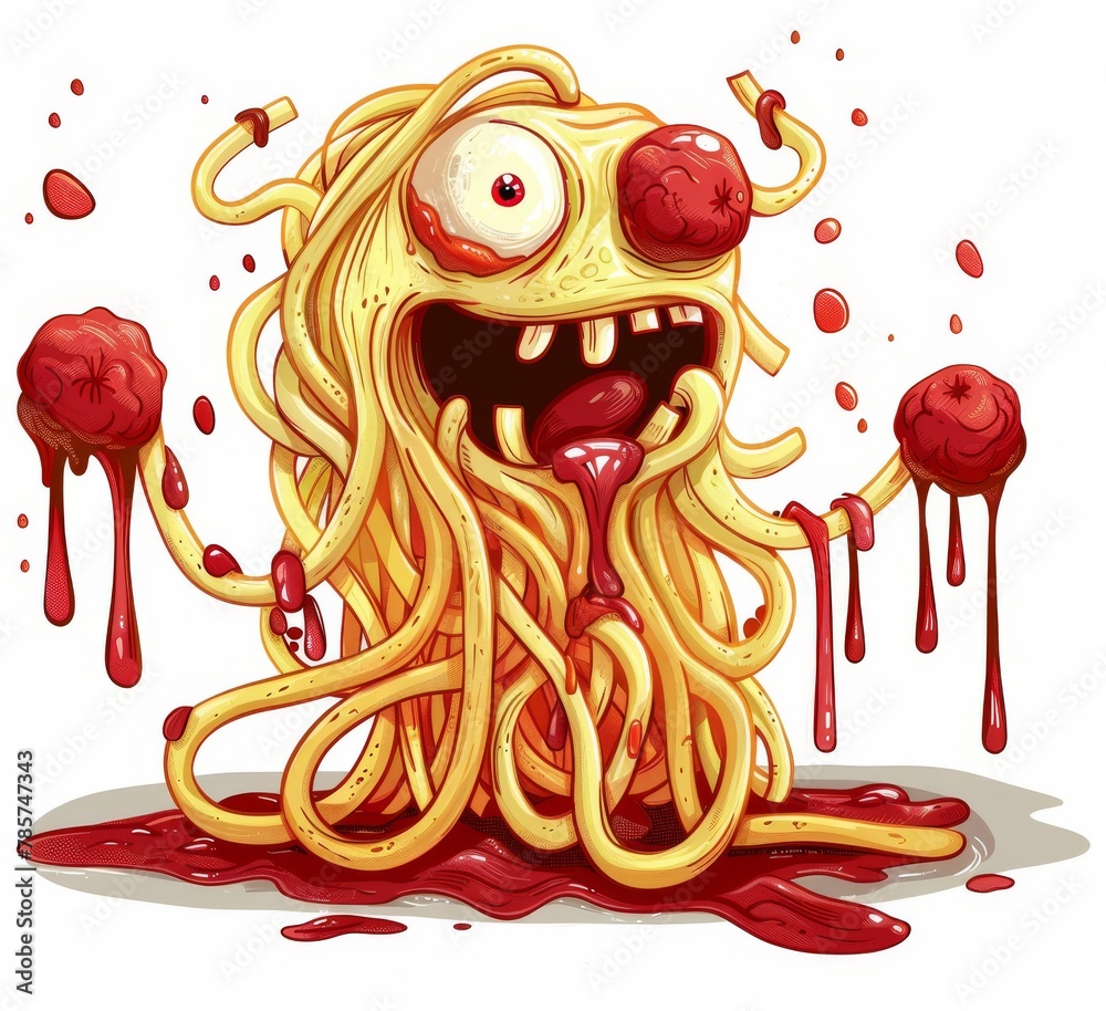 Spaghetti monster pasta flying halloween funny food pastafarian sauce