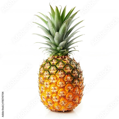 Ripe and Succulent Pineapple on White Background. Generated by AI