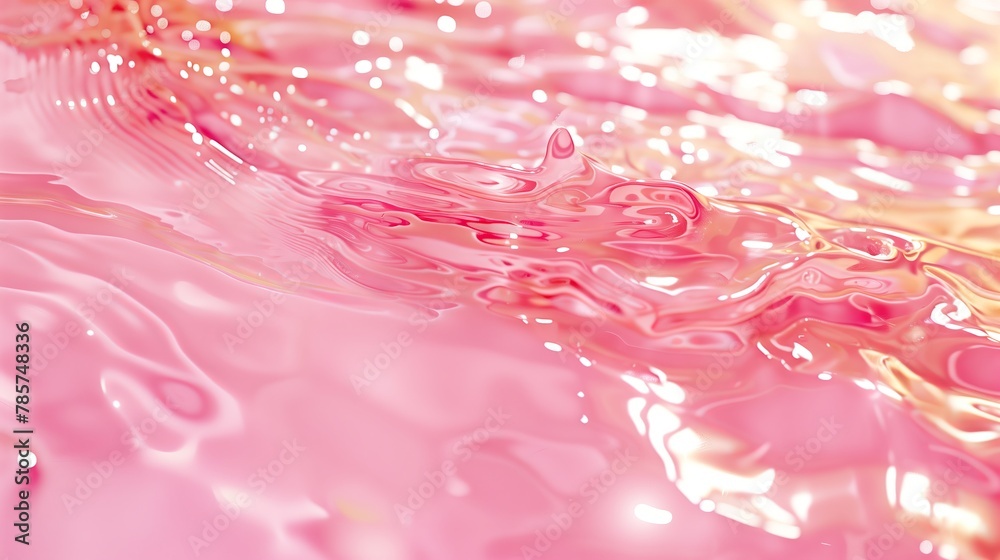 A shot of a pink liquid in a pink pool. Water, light, background. Generated by artificial intelligence.