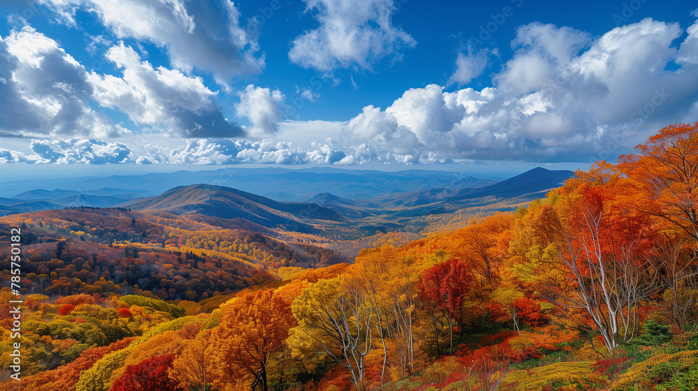 A beautiful autumn landscape with trees in full color