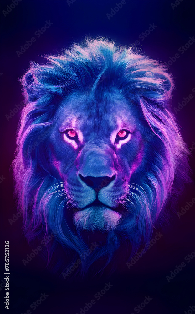 A Lion with neon effect