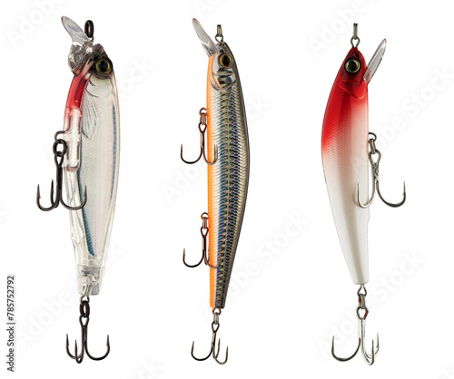 fishing bait, wobbler, baubles with hooks isolated on a white background