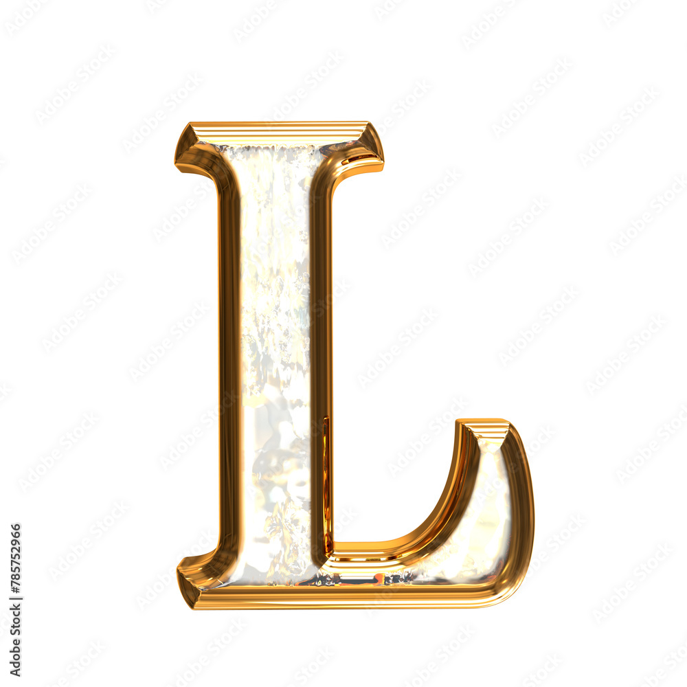 Ice symbol in a golden frame. letter l