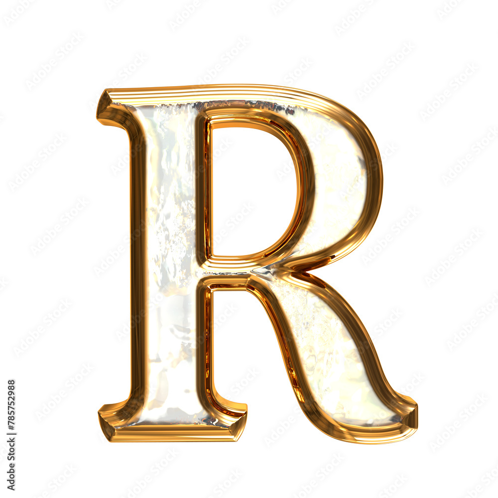 Ice symbol in a golden frame. letter r Ice symbol in a golden frame. letter r