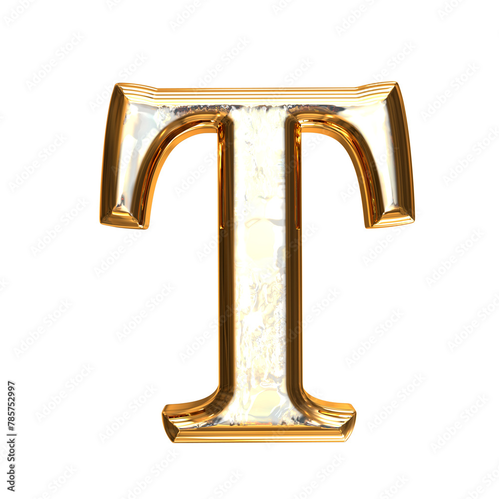 Ice symbol in a golden frame. letter t Ice symbol in a golden frame. letter t