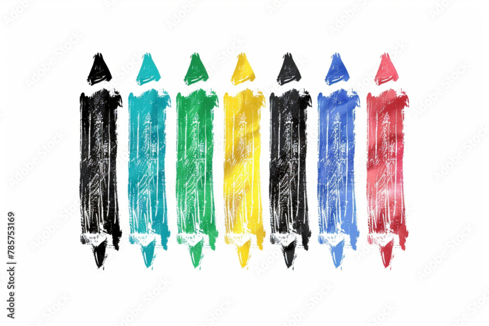 Crayon brush underline color stroke. Chalk kid highlight scribble stroke. Vector hand drawn brush underline element set for accent, crayon texture emphasis element. Rough chalk vector illustration vec