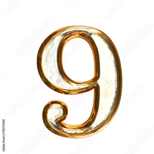 Ice symbol in a golden frame. number 9