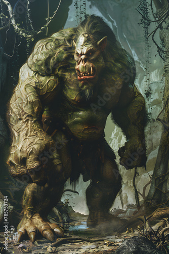Fearsome Ogre Figure in a Dark, Mythical Landscale: A Capture From Ogre Mythology