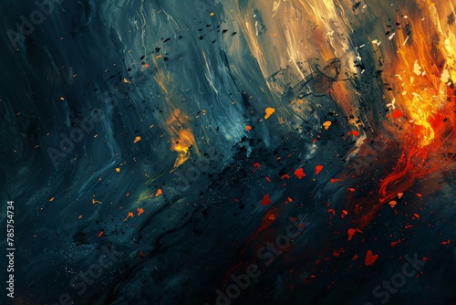 Lose yourself in a vibrant dreamscape where abstract shapes flicker amidst the warmth of fire photo