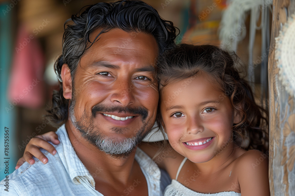 Happy Latino Father Bonding with his Child, Father's Day Celebration