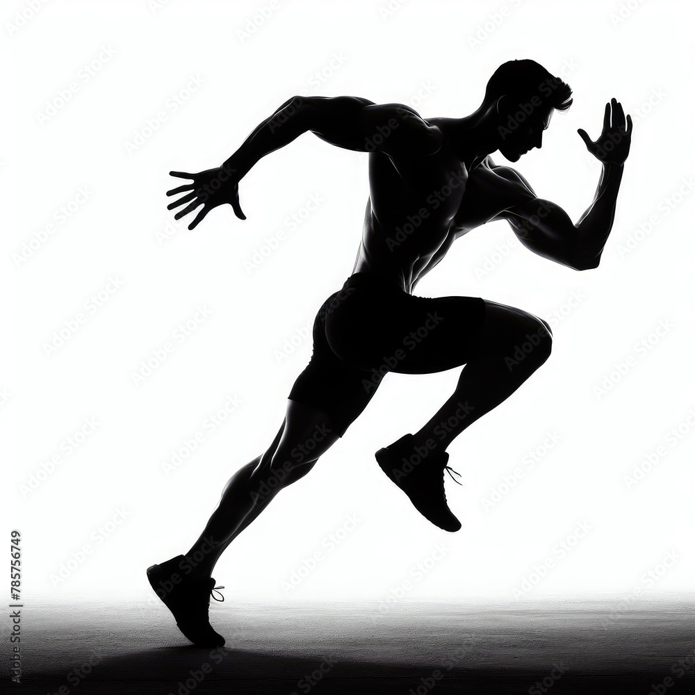 Young man running away isolated on a white background