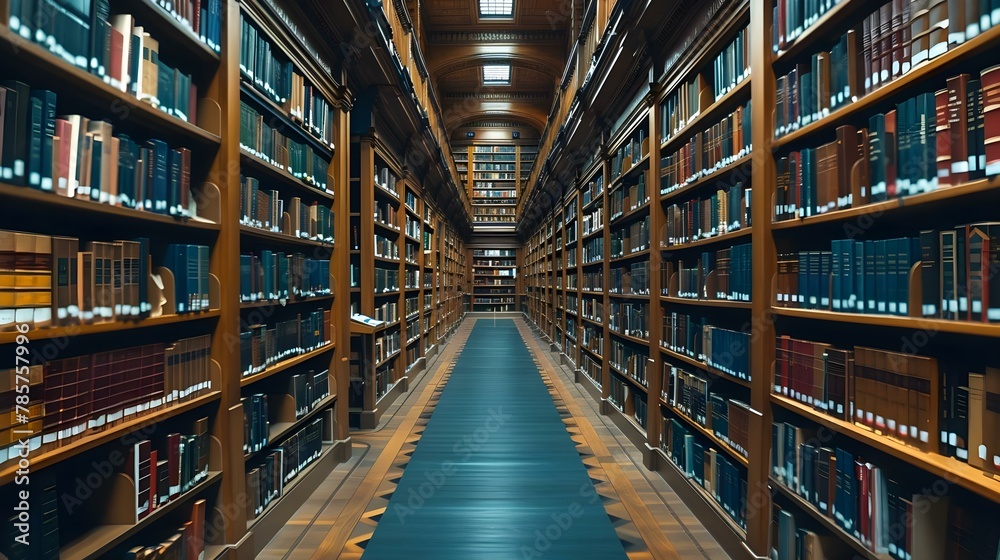 Symphony of Knowledge: An Aisle Through Europe's Intellectual Treasury. Concept European Philosophers, Literary Giants, Historical Thinkers, Cultural Icons, Artistic Visionaries - obrazy, fototapety, plakaty 