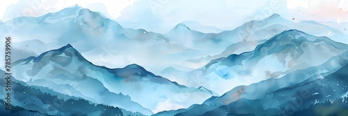 watercolor background illustration landscape with mountains © Ziyan