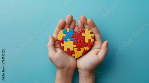 hand holding a heart made of puzzle