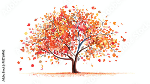 Autumn tree flat vector isolated on white background