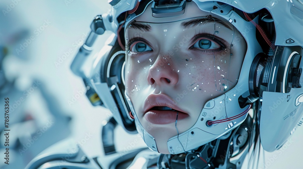 Fototapeta premium female robot in helmet