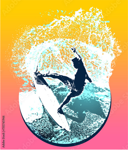 surf, ilustracion, olas, silueta, pegatina, surfista, vector	