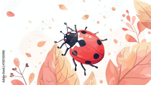 Banner for world kindness day with ladybug. Vector illustration