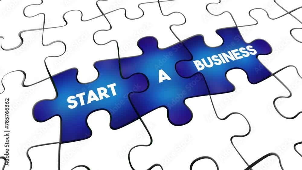 Start a Business Puzzle Pieces Entrepreneur Launch Start-Up Company 3d Animation Start a Business Puzzle Pieces Entrepreneur Launch Start-Up Company 3d Animation