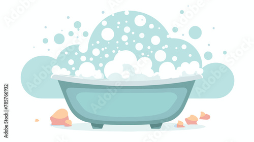 Bathtub with foam bubbles. Vector illustration