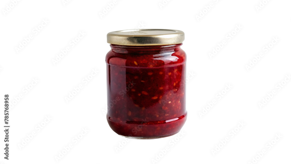 Red jam on jar isolated on transparent background Red jam on jar isolated on transparent background