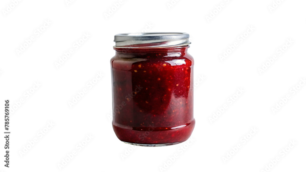 Red jam on jar isolated on transparent background Red jam on jar isolated on transparent background