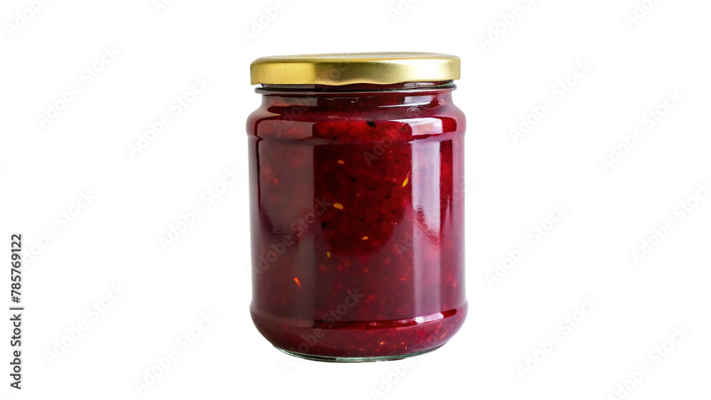 Red jam on jar isolated on transparent background Red jam on jar isolated on transparent background