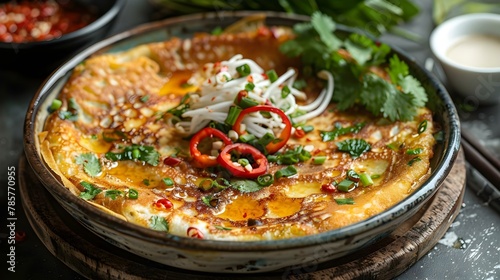 Vietnamese Banh Xeo Crepe  A Symphony of Flavors. Concept Vietnamese cuisine  Banh Xeo  Crepe Recipes
