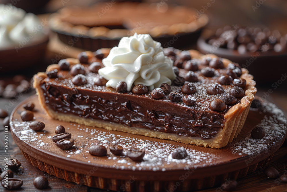 A bittersweet chocolate and espresso tart served with a dollop of sweet