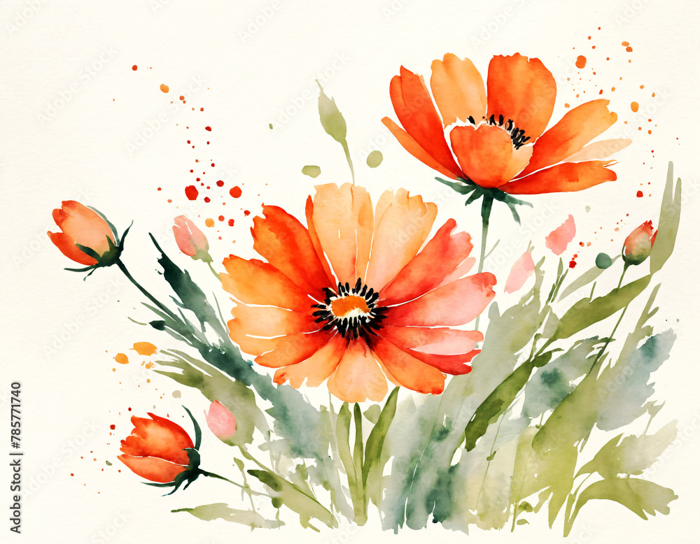 Vibrant floral watercolors - hand-painted petals.