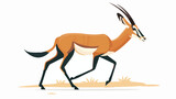 African wild black-tailed gazelle with long horns cartoon