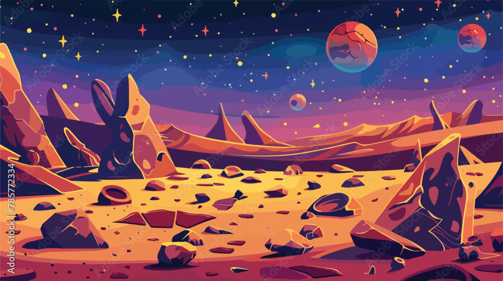 Alien planet landscape night Mars surface