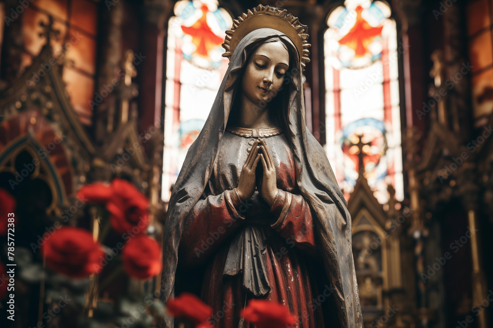 Virgin Mary statue in catholic church