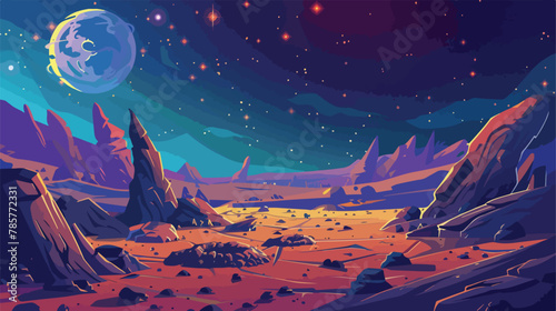 Alien planet landscape night Mars surface