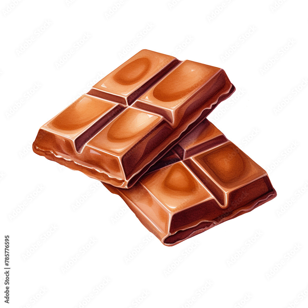 Two Watercolor Sections of Milk Chocolate Stacked on Top of Each Other Two Watercolor Sections of Milk Chocolate Stacked on Top of Each Other