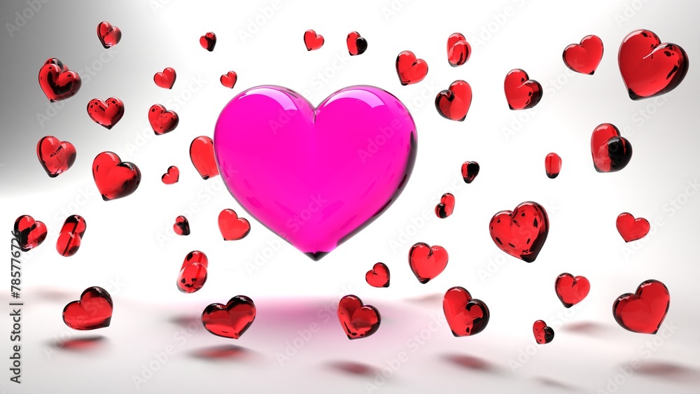 red valentine hearts background