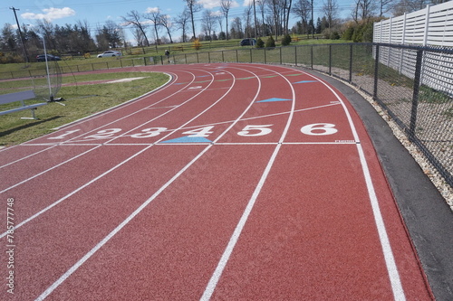 Numbered Lanes of Running Track