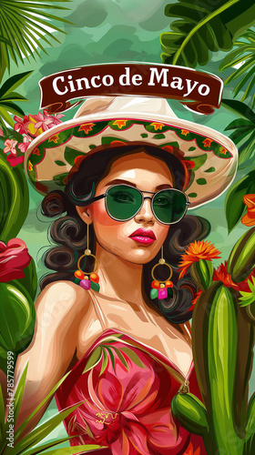 Cinco de Mayo. Inscription May 5 in English . Holiday concept. Template for background, banner, card, poster with text inscription, Mexican party  © StellaPattaya