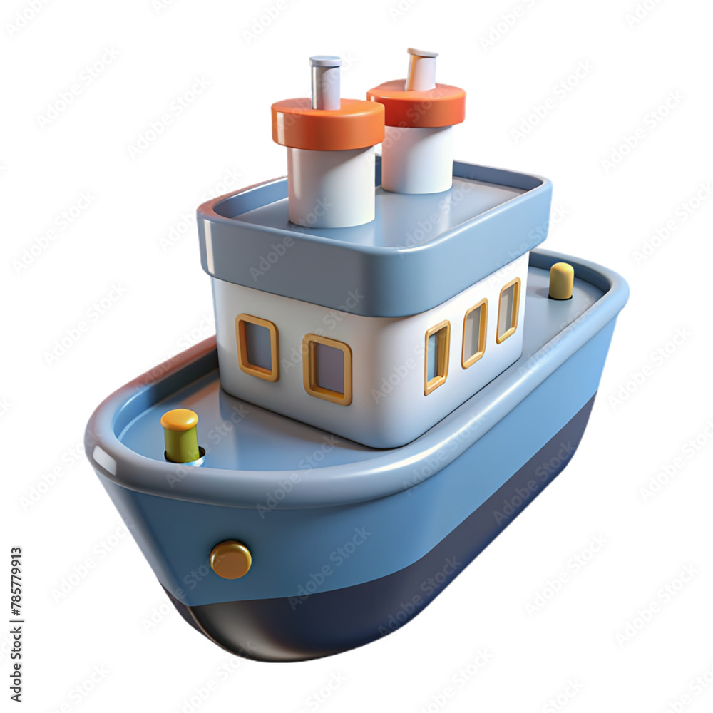 3d Ship isolated on transparent background