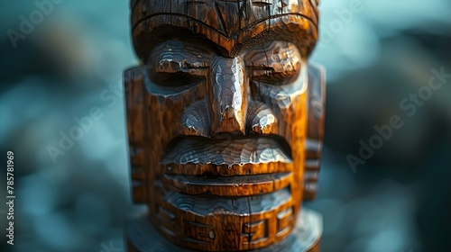 AI Tiki: The Fusion of Tradition and Technology. Concept Tiki Culture, Artificial Intelligence, Fusion Design, Traditional Practices, Technological Innovation