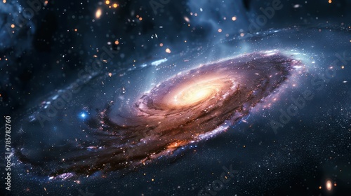 Space background featuring dynamic speed of light in a galaxy