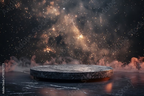 Ice Rink Surrounded by Smoke and Stars